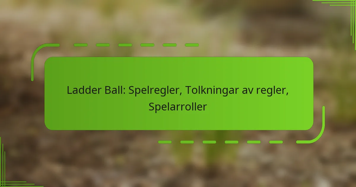 Ladder Ball: Spelregler, Tolkningar av regler, Spelarroller