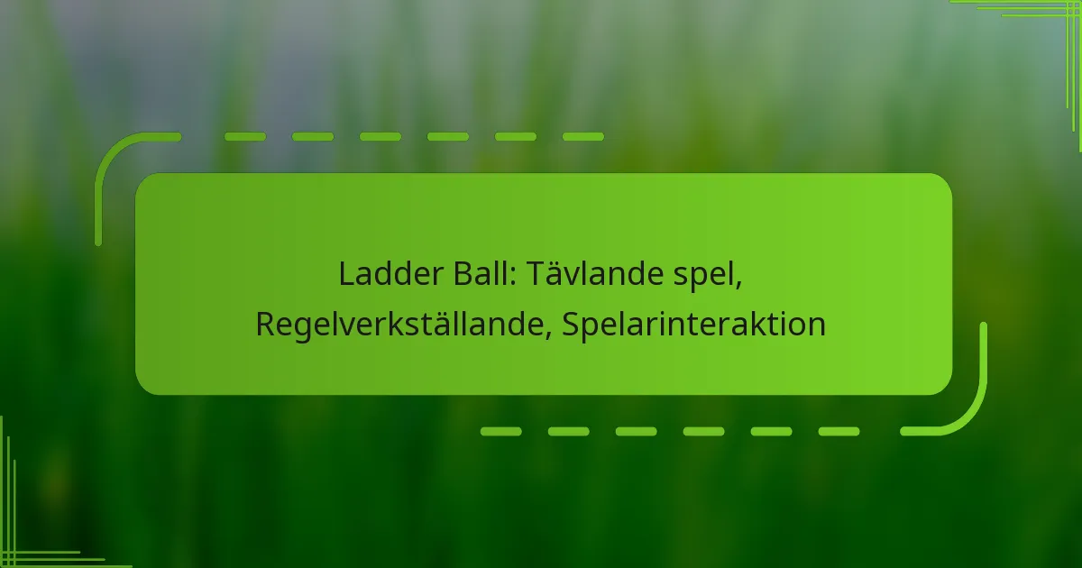 Ladder Ball: Tävlande spel, Regelverkställande, Spelarinteraktion