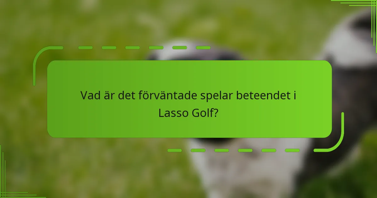 Vad är det förväntade spelar beteendet i Lasso Golf?