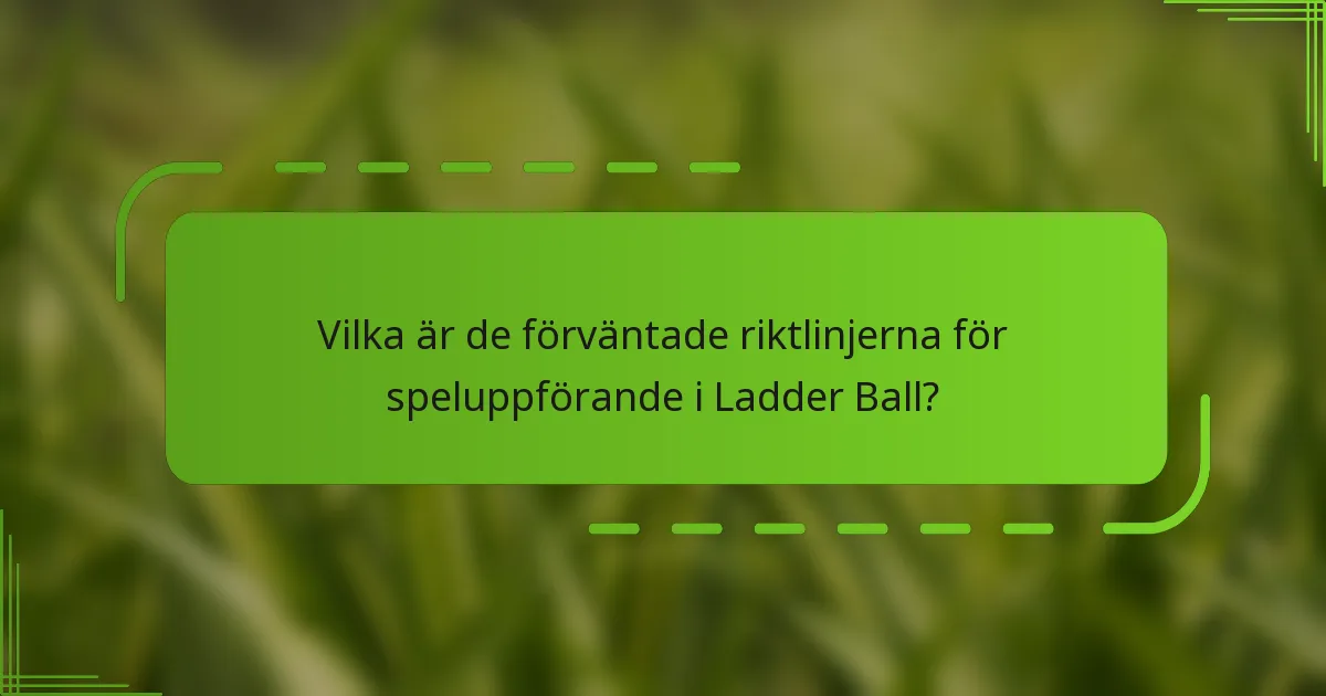 Vilka är de förväntade riktlinjerna för speluppförande i Ladder Ball?