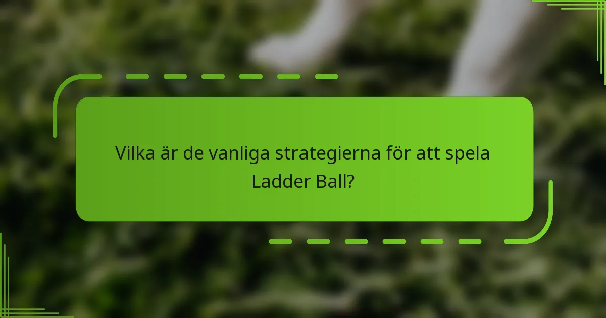 Vilka är de vanliga strategierna för att spela Ladder Ball?