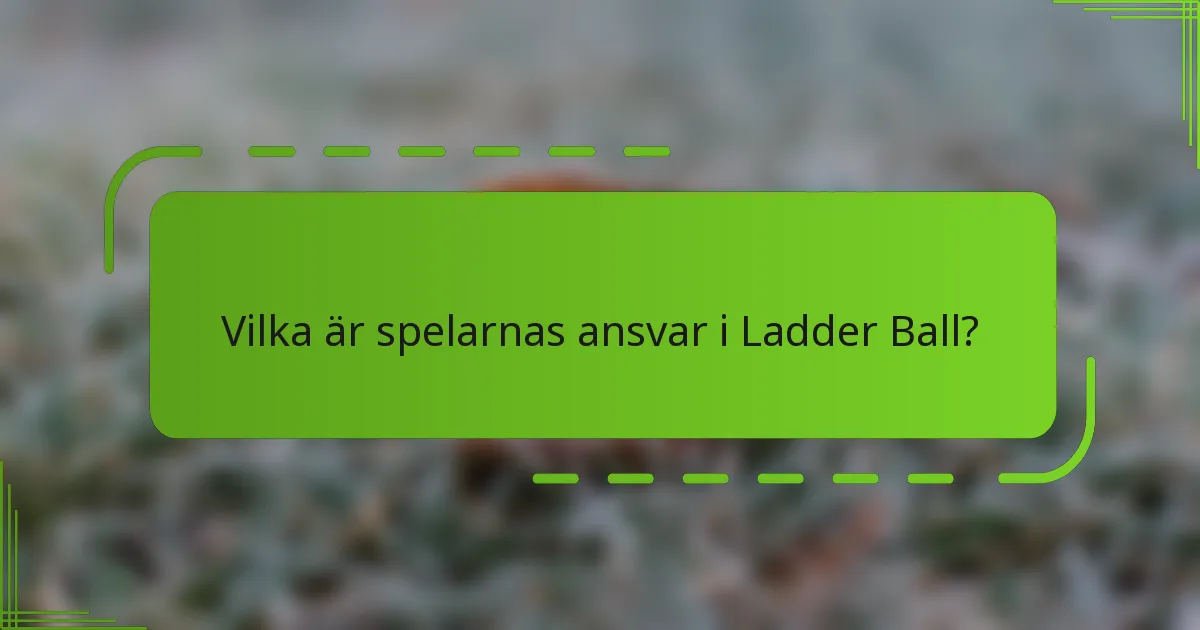 Vilka är spelarnas ansvar i Ladder Ball?